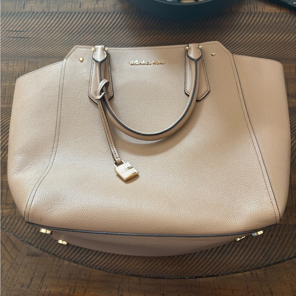 Michael Kors Tan Leather Tote with Gold Hardware